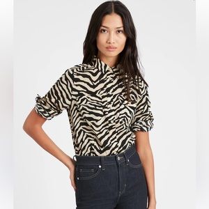 Banana Republic Semi Sheer Zebra Print Button front shirt XL Tall